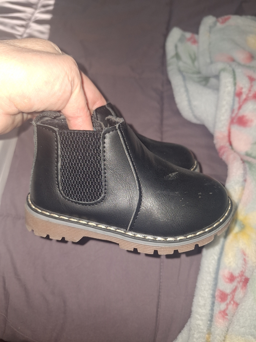 The NEW Boutique Black Kids Chelsea Boots with Brown Tread
